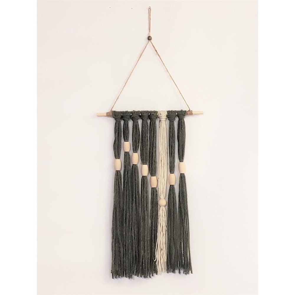 Marbled Green & Cream Boho Yarn Hanging
